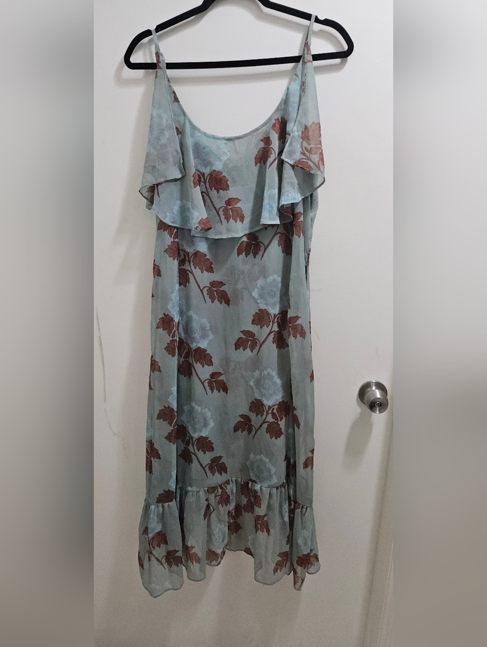 Free People Blue Floral Ruffled Slip Dress - Picture 6 of 9